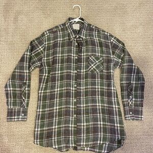 Billy Reid 100% Lino Linen Button Down Shirt Size Large color Green Plaid